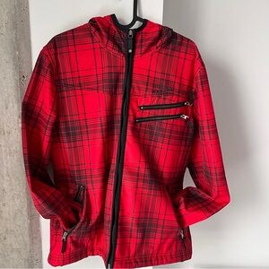 DCS Collection Red Plaid Zip Jacket, Streetwear, Black Trim, Zippers, Y2K, Size